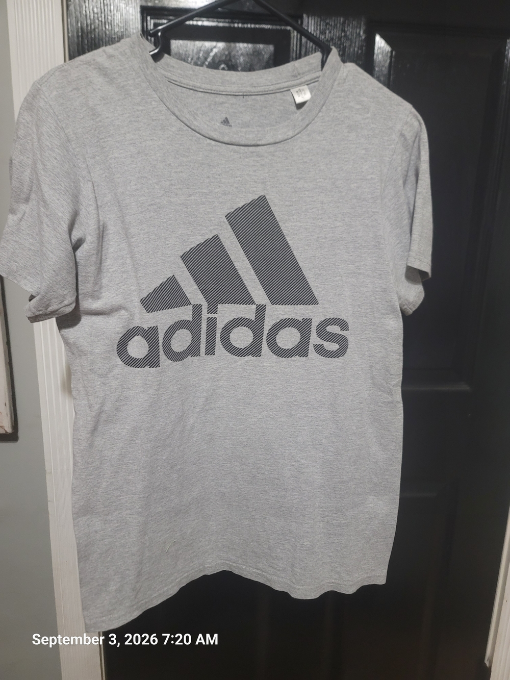 adidas Light Gray Short Sleeve Tee with Black Logo - Men's